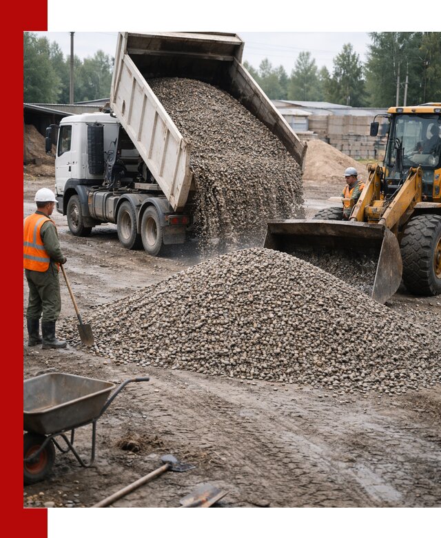 Мытый гравий с доставкой в Белебее от карьера до участка