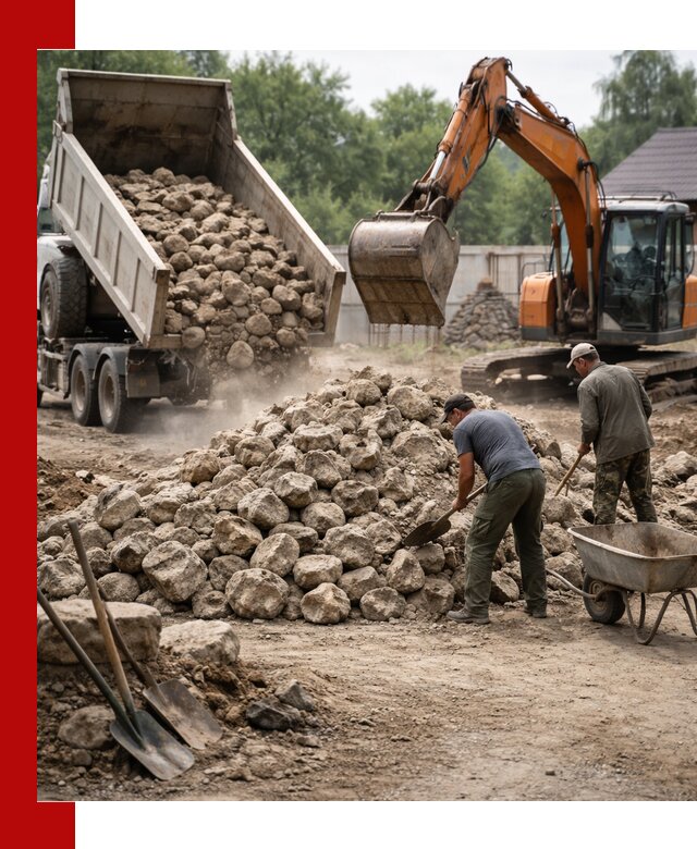 Доставка и разгрузка бутового камня в Белебее