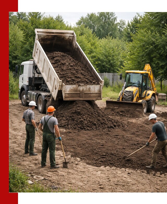 Доставка и укладка грунта для выравнивания участка в Белебее