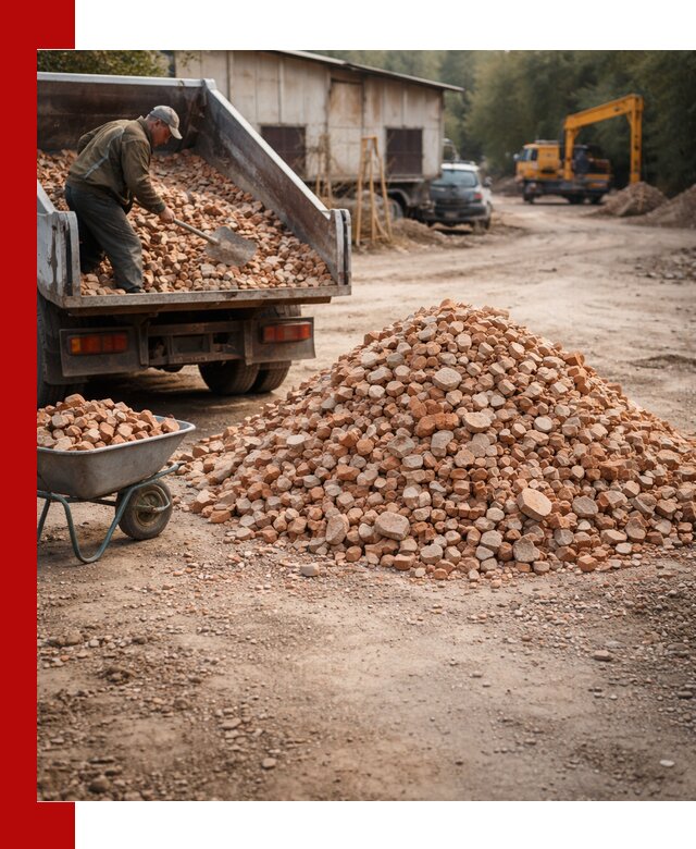 Доставка и подушка из боя кирпича с разгрузкой в Белебее