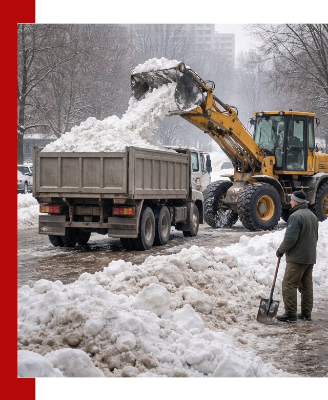 Вывоз снега грузовой техникой в Белебее оперативно и чисто