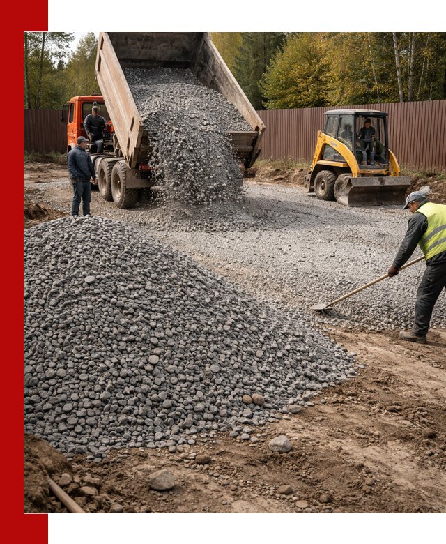 Отсыпка участка щебнем с доставкой и уплотнением в Белебее
